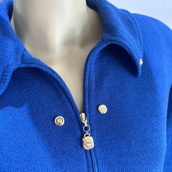 St John royal blue set pant suit 12 Large sapphire jacket embellished - Picture 2 of 5
